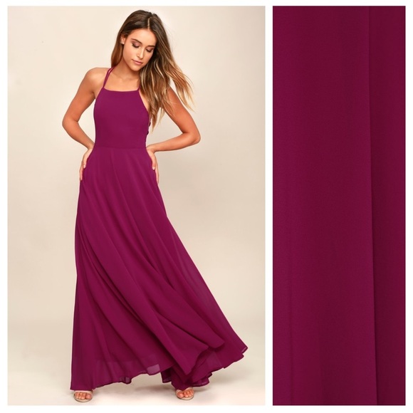 Lulus Strappy To Be Here Magenta Lace-Up Maxi Dress - Picture 2 of 7